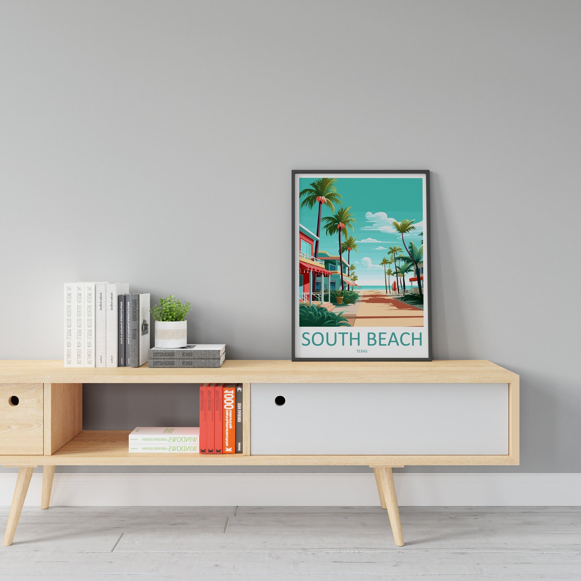 South Beach Travel Print Wall Art South Beach Wall Hanging Home Décor South Beach Gift Art Lovers Texas Art Lover Gift Texas