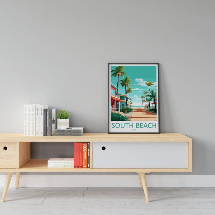 South Beach Travel Print Wall Art South Beach Wall Hanging Home Décor South Beach Gift Art Lovers Texas Art Lover Gift Texas