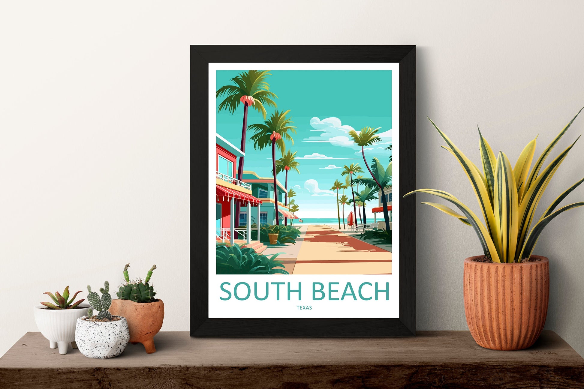 South Beach Travel Print Wall Art South Beach Wall Hanging Home Décor South Beach Gift Art Lovers Texas Art Lover Gift Texas