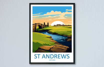 St Andrews Golf Course Travel Print Wall Art St Andrews Wall Hanging Home Décor St Andrews Gift Art Lovers Scotland Art Lover Gift St Andrew
