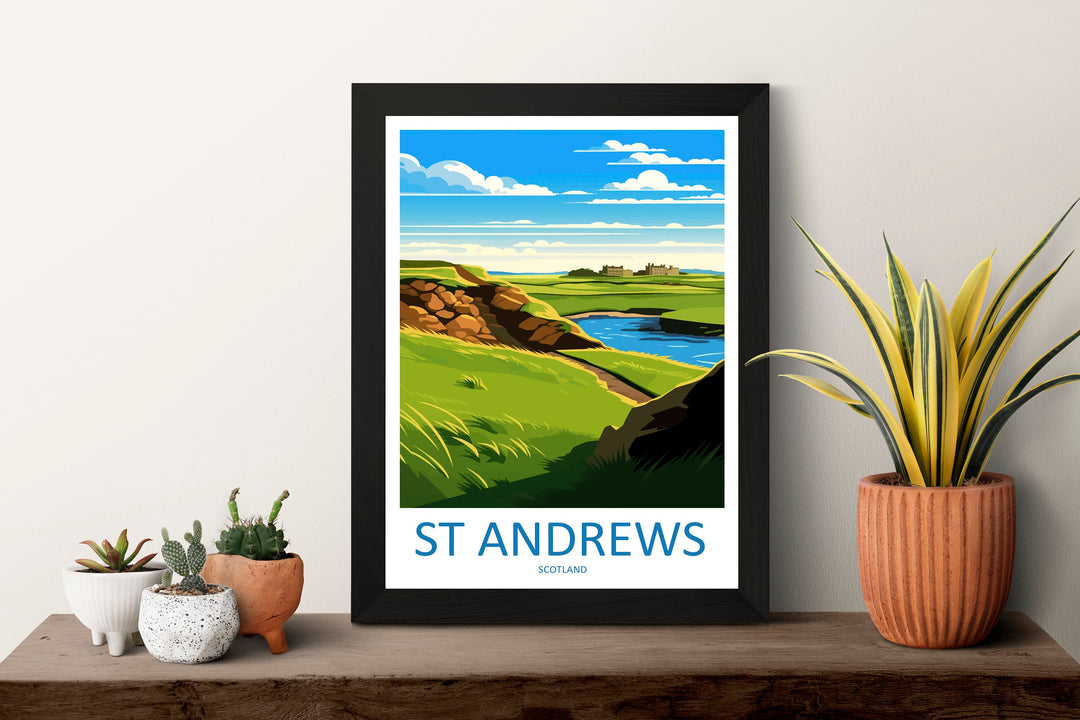 St Andrews Golf Course Travel Print Wall Art St Andrews Wall Hanging Home Décor St Andrews Gift Art Lovers Scotland Art Lover Gift St Andrew
