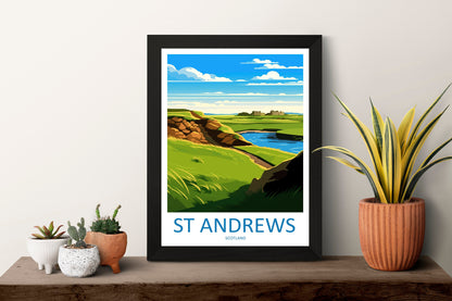 St Andrews Golf Course Travel Print Wall Art St Andrews Wall Hanging Home Décor St Andrews Gift Art Lovers Scotland Art Lover Gift St Andrew