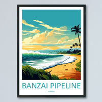 Banzai Pipeline Travel Print Wall Art Banzai Pipeline Wall Hanging Home Décor Banzai Gift Art Lovers Hawaii Art Lover Gift Print Artwork