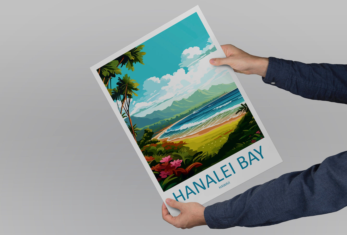 Hanalei Bay Travel Print Wall Art Hanalei Bay Wall Hanging Home Décor Hanalei Bay Gift Art Lovers Hawaii Art Lover Gift Print Artwork