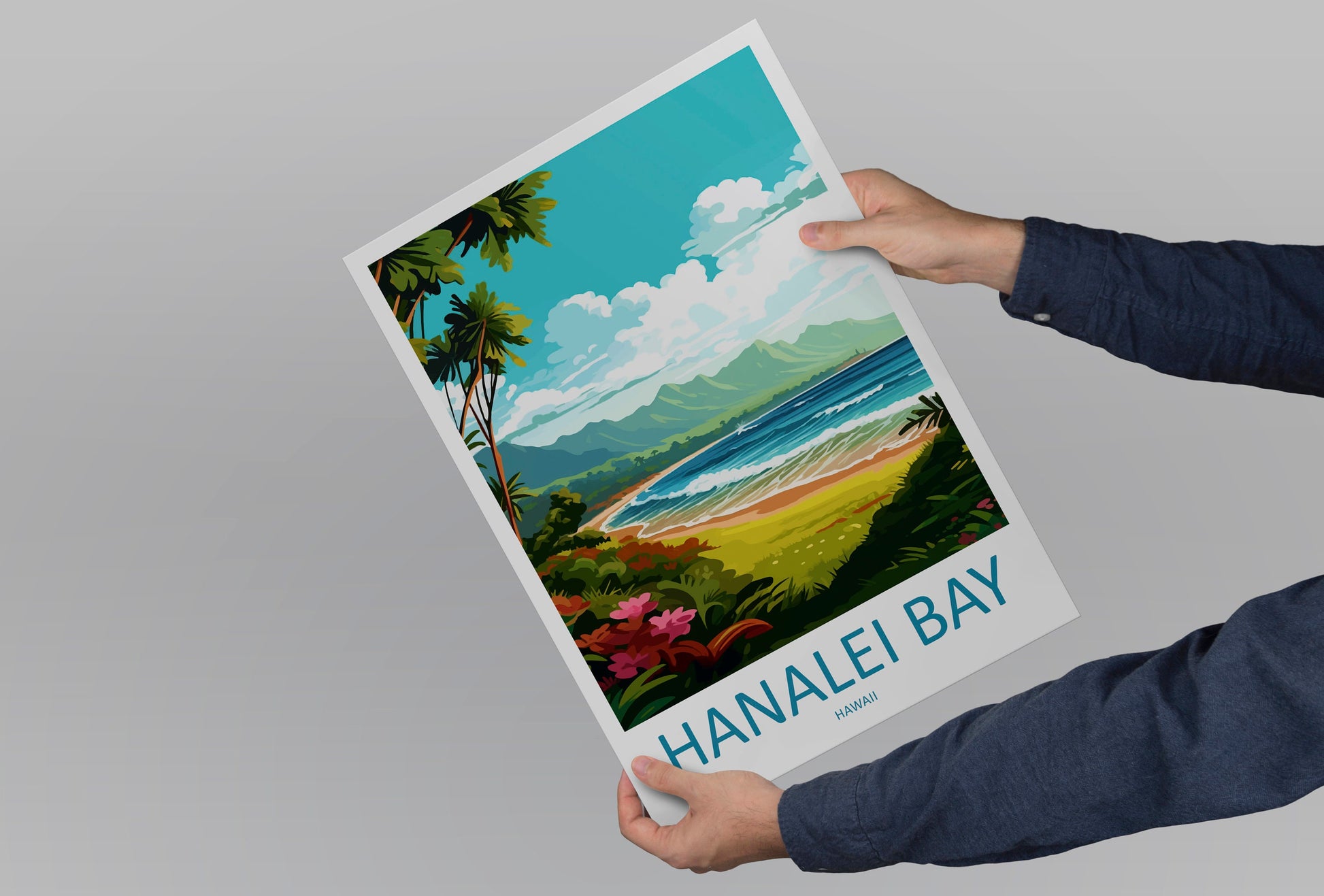 Hanalei Bay Travel Print Wall Art Hanalei Bay Wall Hanging Home Décor Hanalei Bay Gift Art Lovers Hawaii Art Lover Gift Print Artwork