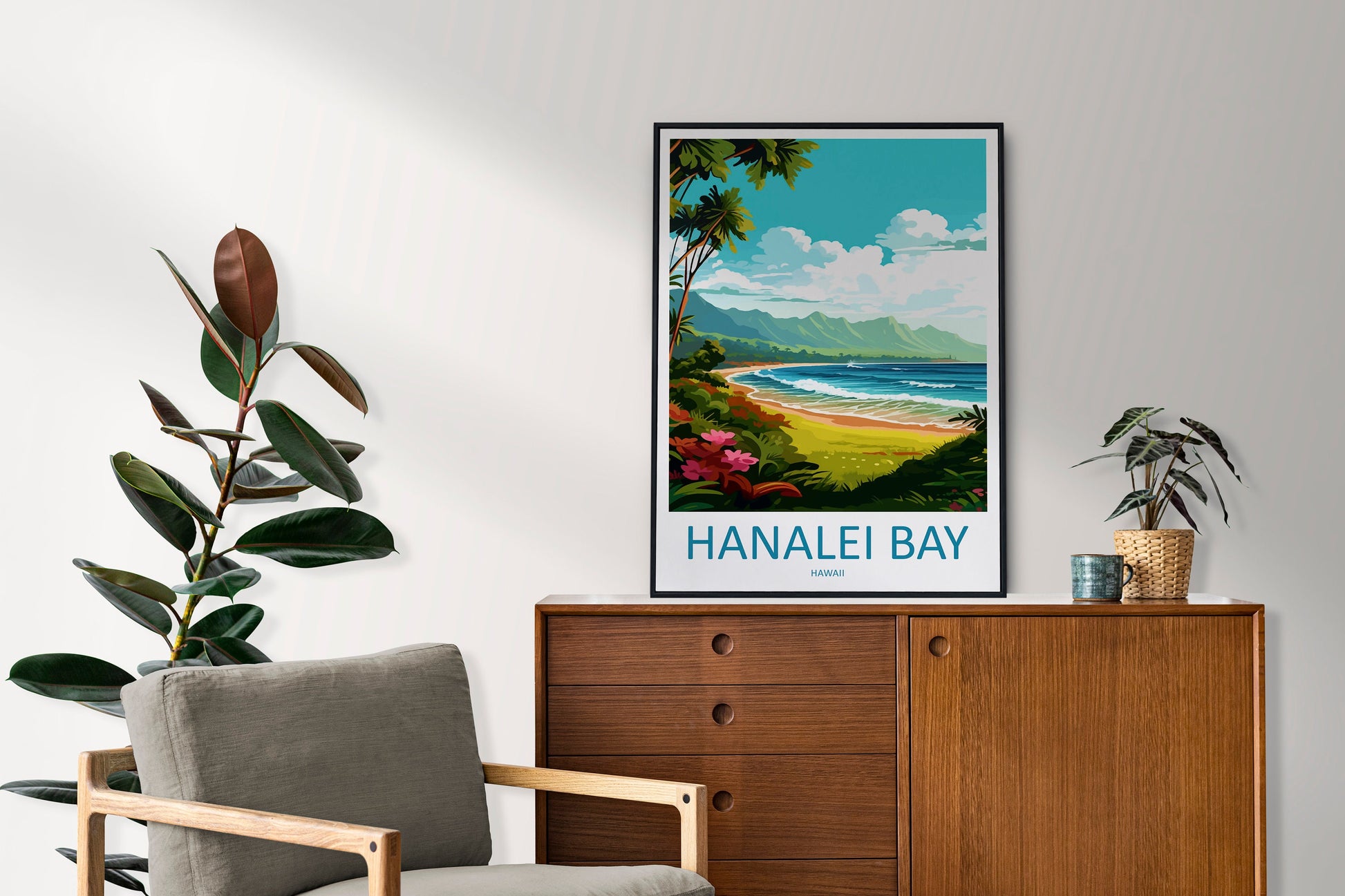 Hanalei Bay Travel Print Wall Art Hanalei Bay Wall Hanging Home Décor Hanalei Bay Gift Art Lovers Hawaii Art Lover Gift Print Artwork