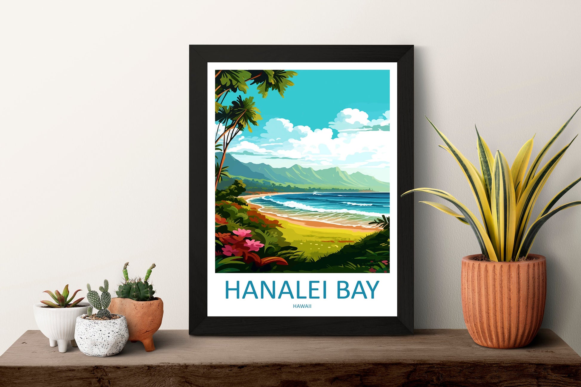 Hanalei Bay Travel Print Wall Art Hanalei Bay Wall Hanging Home Décor Hanalei Bay Gift Art Lovers Hawaii Art Lover Gift Print Artwork