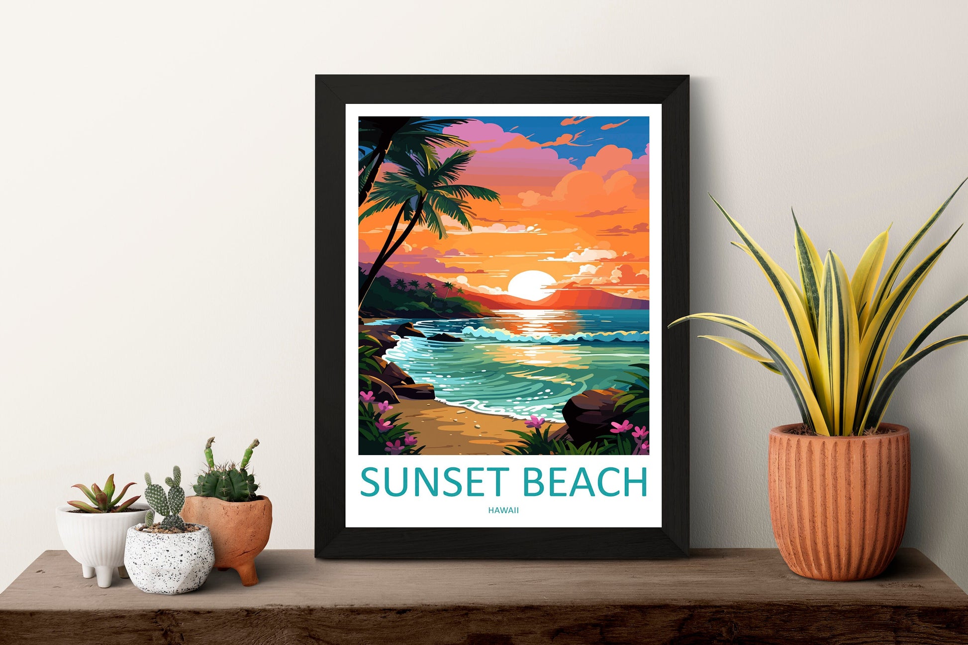 Sunset Beach Travel Print Wall Art Sunset Beach Wall Hanging Home Décor Sunset Beach Gift Art Lovers Hawaii Art Lover Gift Print Artwork