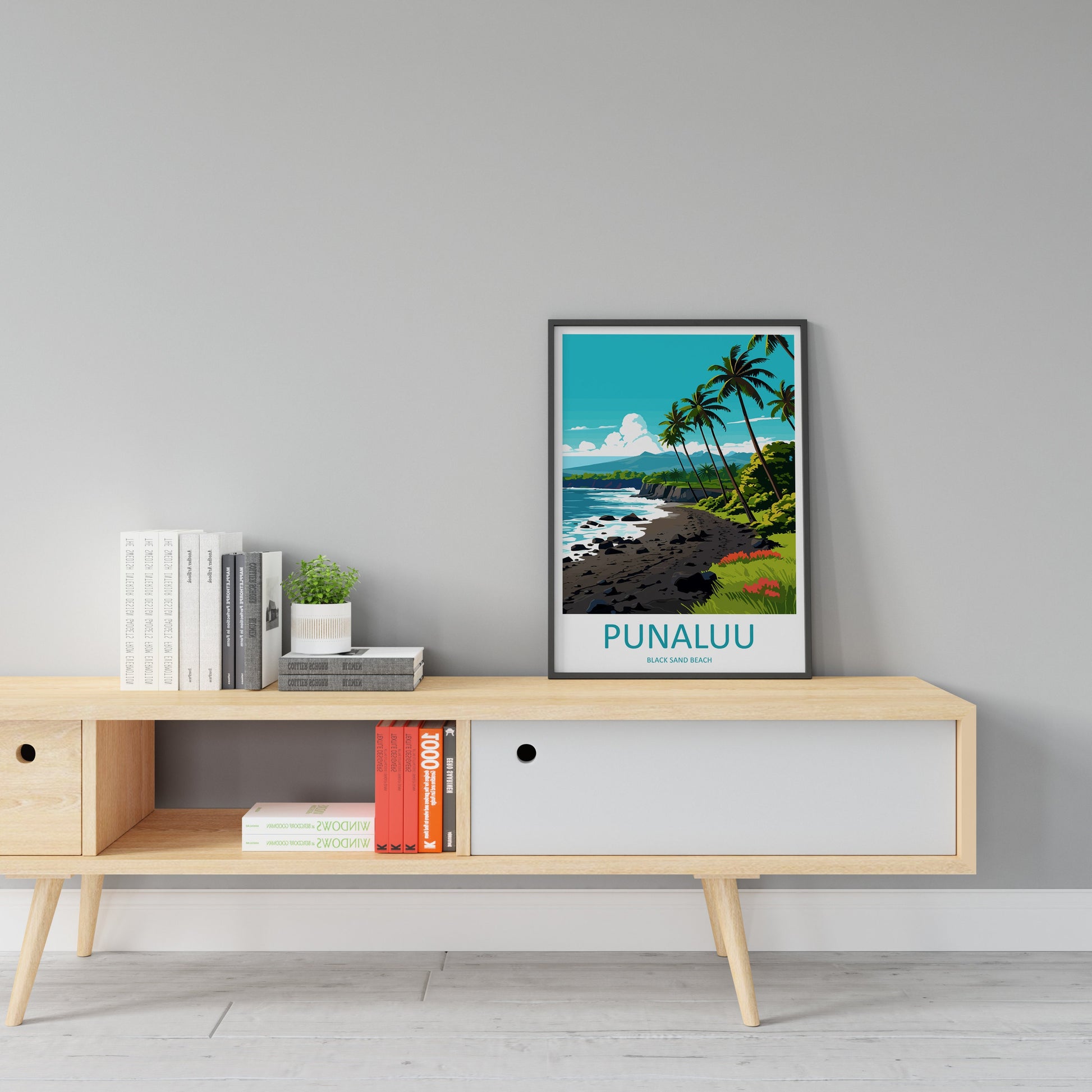 Punaluu Black Sands Beach Travel Print Wall Art Punaluu Wall Hanging Home Décor Punaluu Gift Art Lovers Hawaii Art Lover Gift Print Artwork