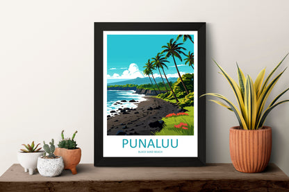 Punaluu Black Sands Beach Travel Print Wall Art Punaluu Wall Hanging Home Décor Punaluu Gift Art Lovers Hawaii Art Lover Gift Print Artwork