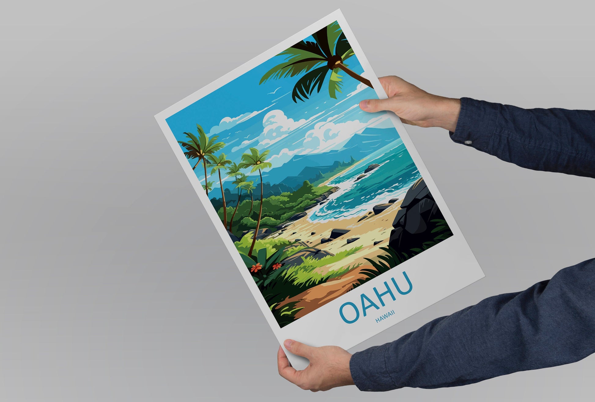 Oahu Travel Print Wall Art Oahu Wall Hanging Home Décor Oahu Gift Art Lovers Hawaii Art Lover Gift Print Artwork