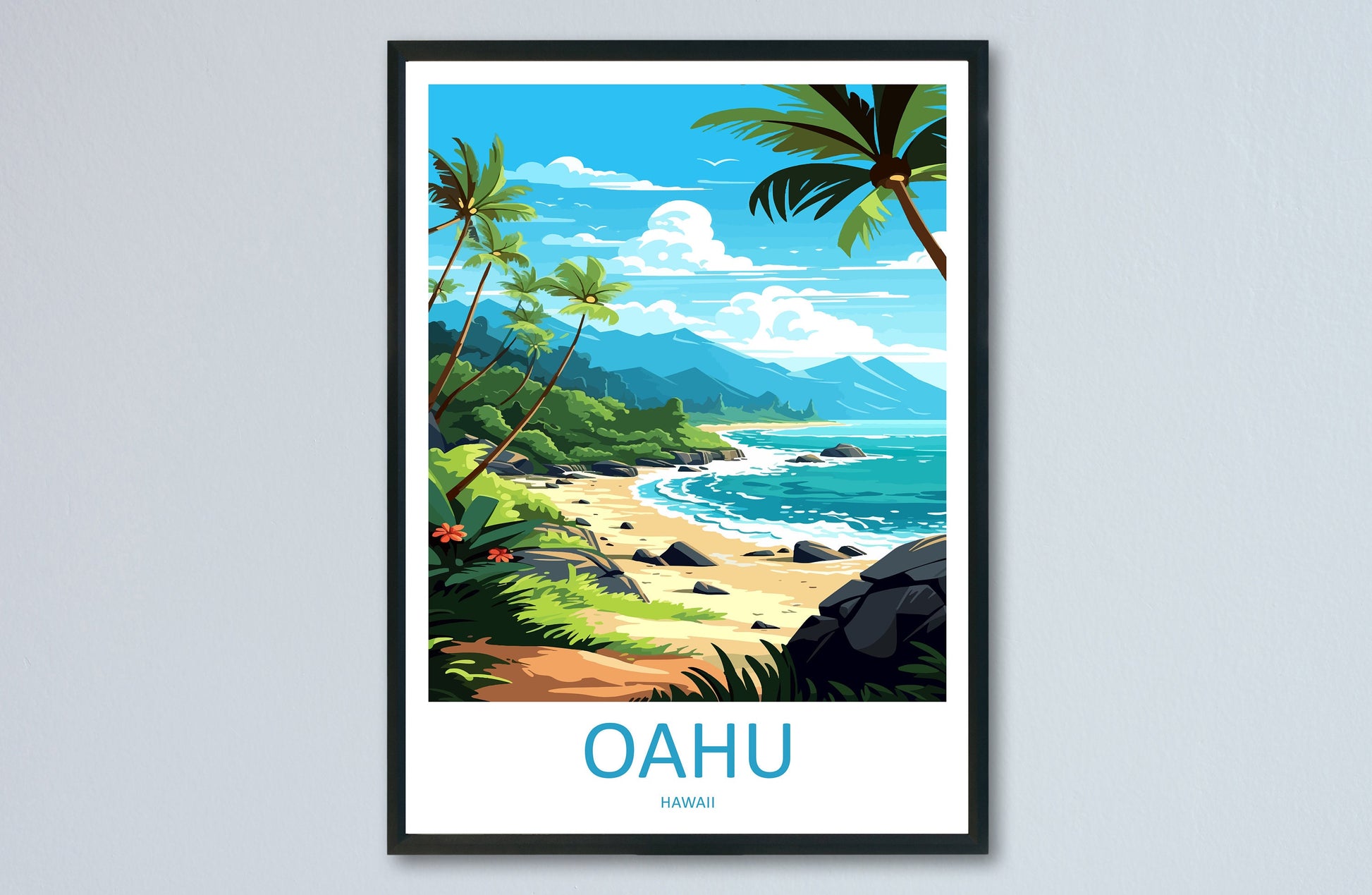 Oahu Travel Print Wall Art Oahu Wall Hanging Home Décor Oahu Gift Art Lovers Hawaii Art Lover Gift Print Artwork