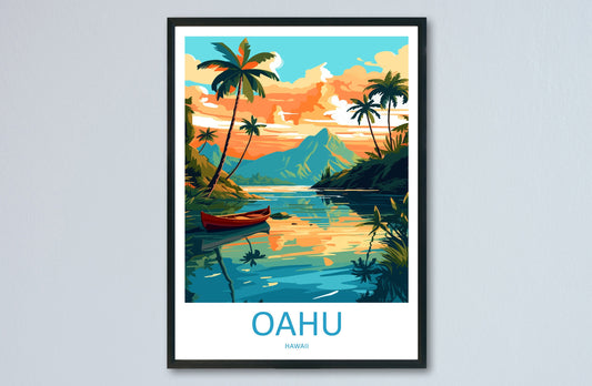 Oahu Travel Print Wall Art Oahu Wall Hanging Home Décor Oahu Gift Art Lovers Hawaii Art Lover Gift Print Artwork