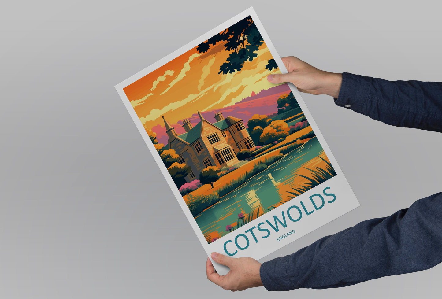 Cotswolds Print Cotswolds Home Decor Landscape Art Print Cotswolds Wall Art for England Enthusiast Gift Wall Hanging Cotswolds UK Poster Art