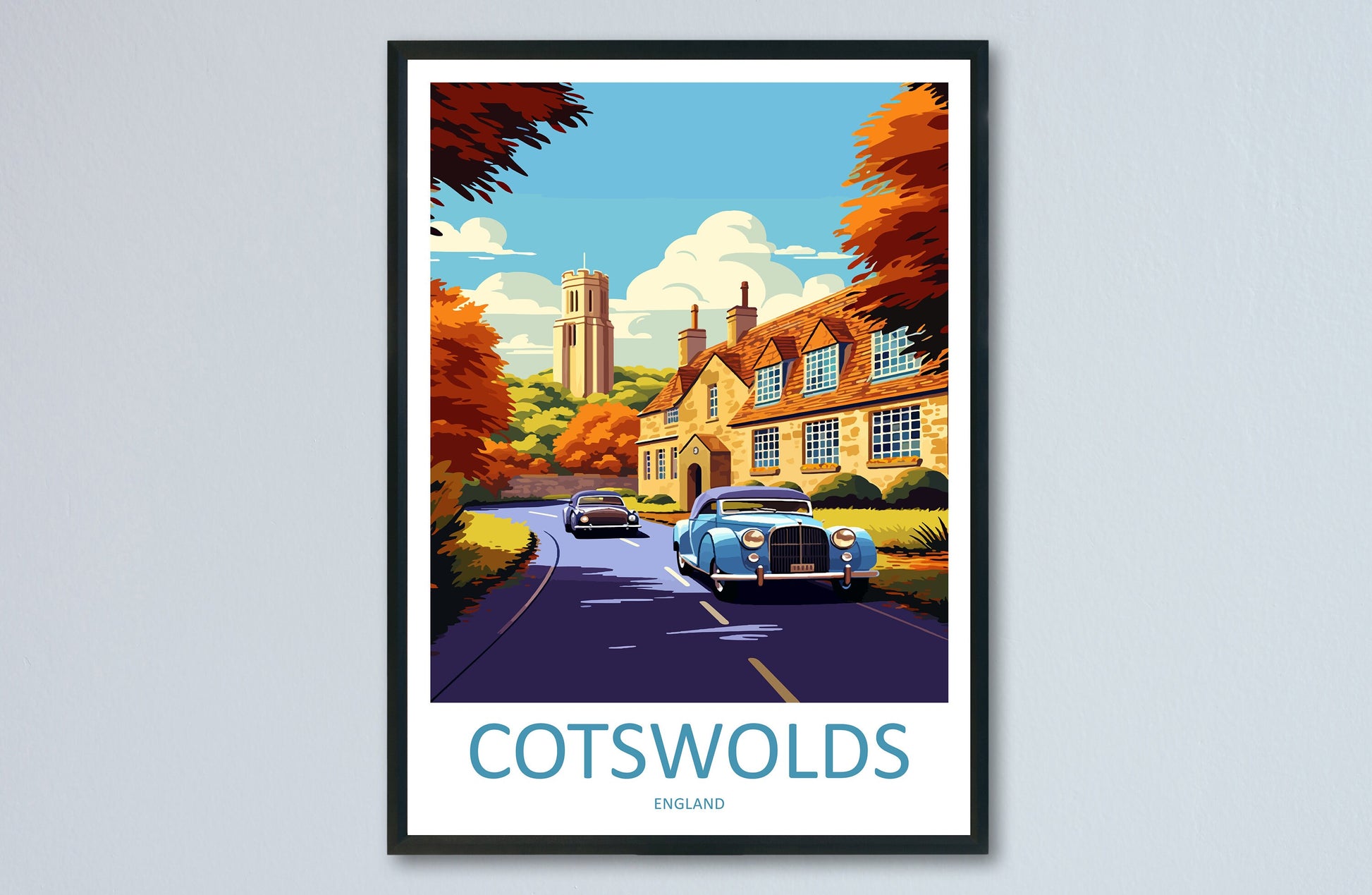 Cotswolds Print Cotswolds Home Decor Landscape Art Print Cotswolds Wall Art for England Enthusiast Gift Wall Hanging Cotswolds UK Poster Art