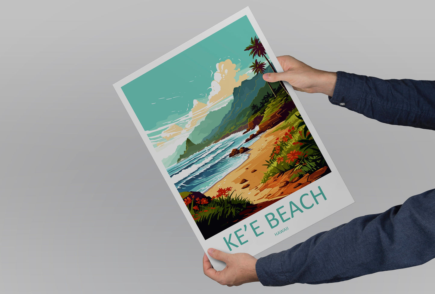 Ke'e Beach Travel Print Wall Art Ke'e Beach Wall Hanging Home Décor Ke'e Beach Gift Art Lovers Hawaii Art Lover Gift Print Artwork