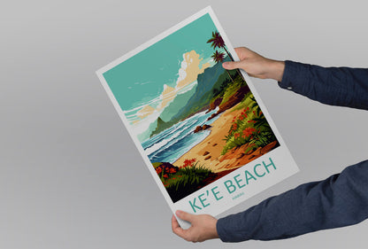 Ke'e Beach Travel Print Wall Art Ke'e Beach Wall Hanging Home Décor Ke'e Beach Gift Art Lovers Hawaii Art Lover Gift Print Artwork