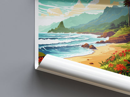 Ke'e Beach Travel Print Wall Art Ke'e Beach Wall Hanging Home Décor Ke'e Beach Gift Art Lovers Hawaii Art Lover Gift Print Artwork