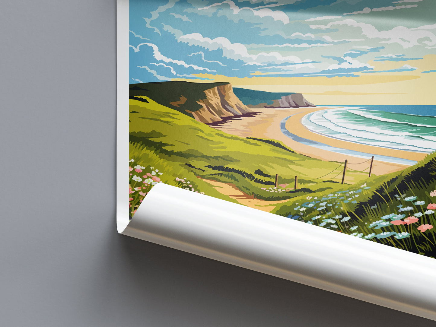 Rhossili Bay Travel Print Wall Art Rhossili Bay Wall Hanging Home Décor Rhossili Bay Gift Art Lover Gift Print Swansea Travel Print