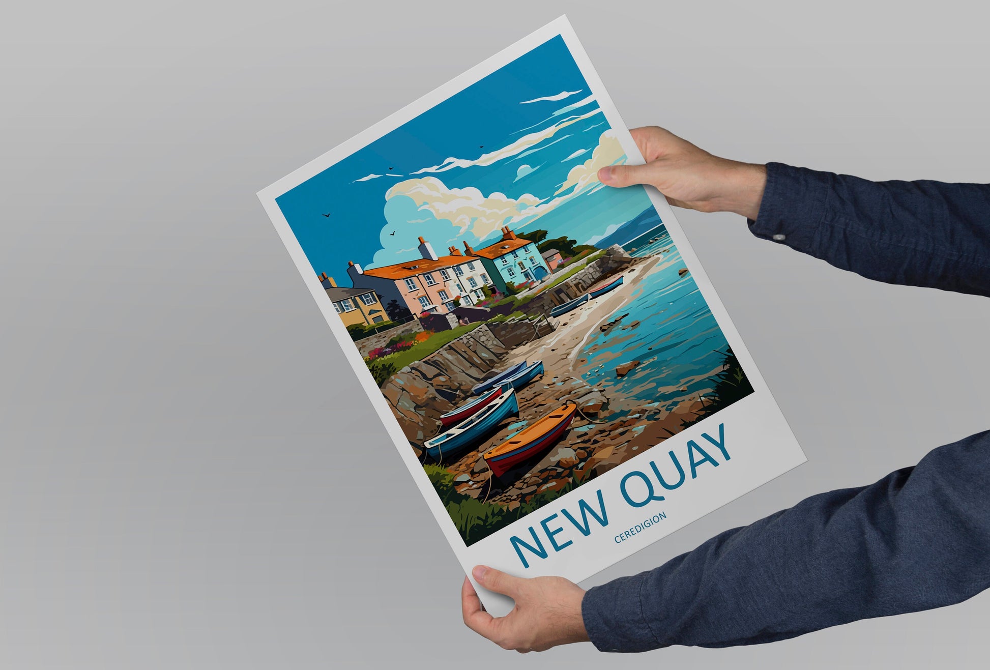 New Quay Travel Print Wall Art New Quay Wall Hanging Home Décor New Quay Gift Art Lovers Welsh Art Lover Gift Wales Wall Art