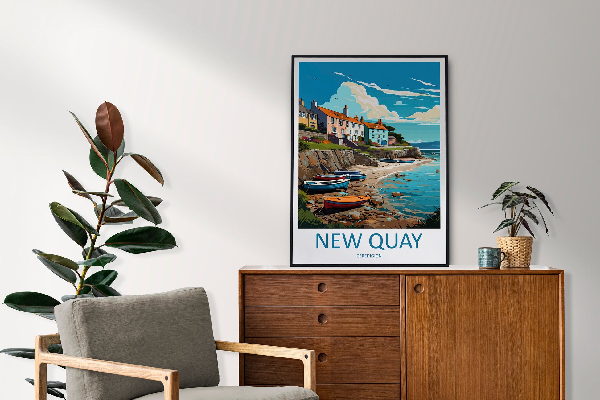 New Quay Travel Print Wall Art New Quay Wall Hanging Home Décor New Quay Gift Art Lovers Welsh Art Lover Gift Wales Wall Art