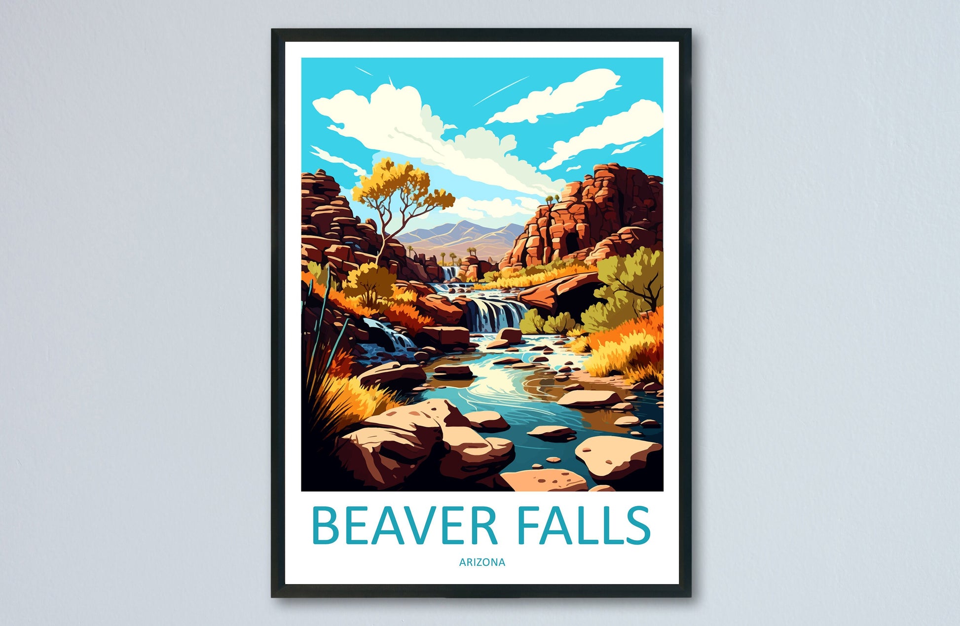 Beaver Falls Travel Print Wall Art Beaver Falls Wall Hanging Home Décor Beaver Falls Gift Art Lovers Arizona Art Lover Gift Arizona