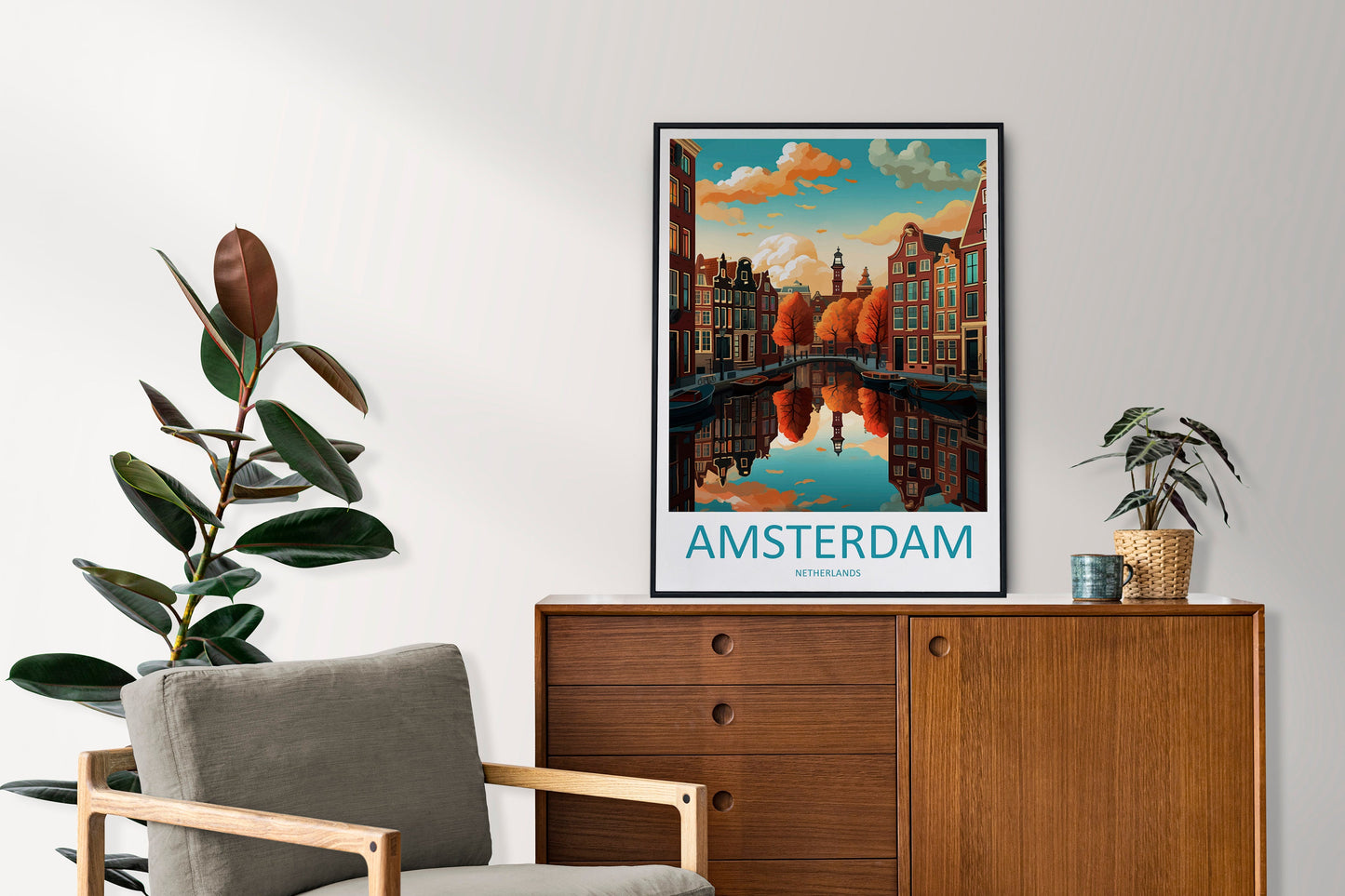 Amsterdam Travel Print Wall Art Amsterdam Wall Hanging Home Décor Amsterdam Gift Art Lovers Netherlands Art Lover Gift Amsterdam Decor