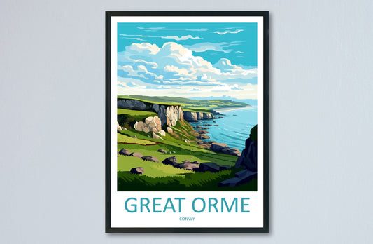 Great Orme Travel Print Wall Art Great Orme Wall Hanging Home Decor Great Orme Gift Art Lovers Wall Art Conwy Travel Art