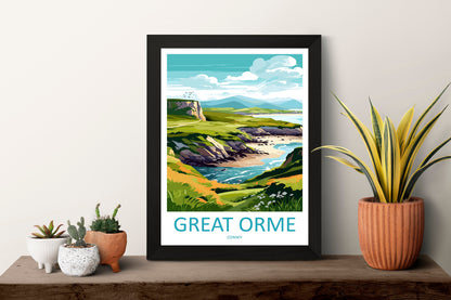 Great Orme Travel Print Wall Art Great Orme Wall Hanging Home Decor Great Orme Gift Art Lovers Wall Art Conwy Travel Art