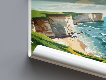 Flamborough Head Travel Print Wall Art Flamborough Head Wall Hanging Home Décor Flamborough Head Gift Art Lovers England Art Lover