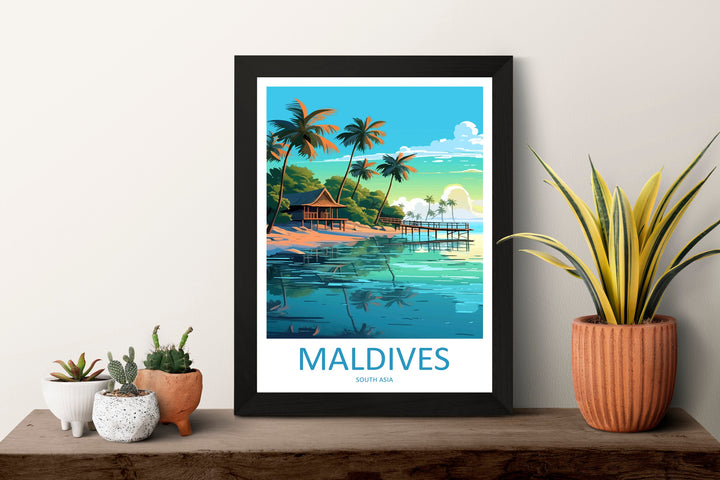 Maldives Travel Print Wall Art Maldives Wall Hanging Home Décor Maldives Gift Art Lovers Wall Art South Aisa Travel Print