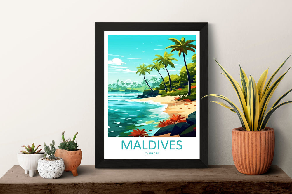 Maldives Travel Print Wall Art Maldives Wall Hanging Home Décor Maldives Gift Art Lovers Wall Art South Aisa Travel Print