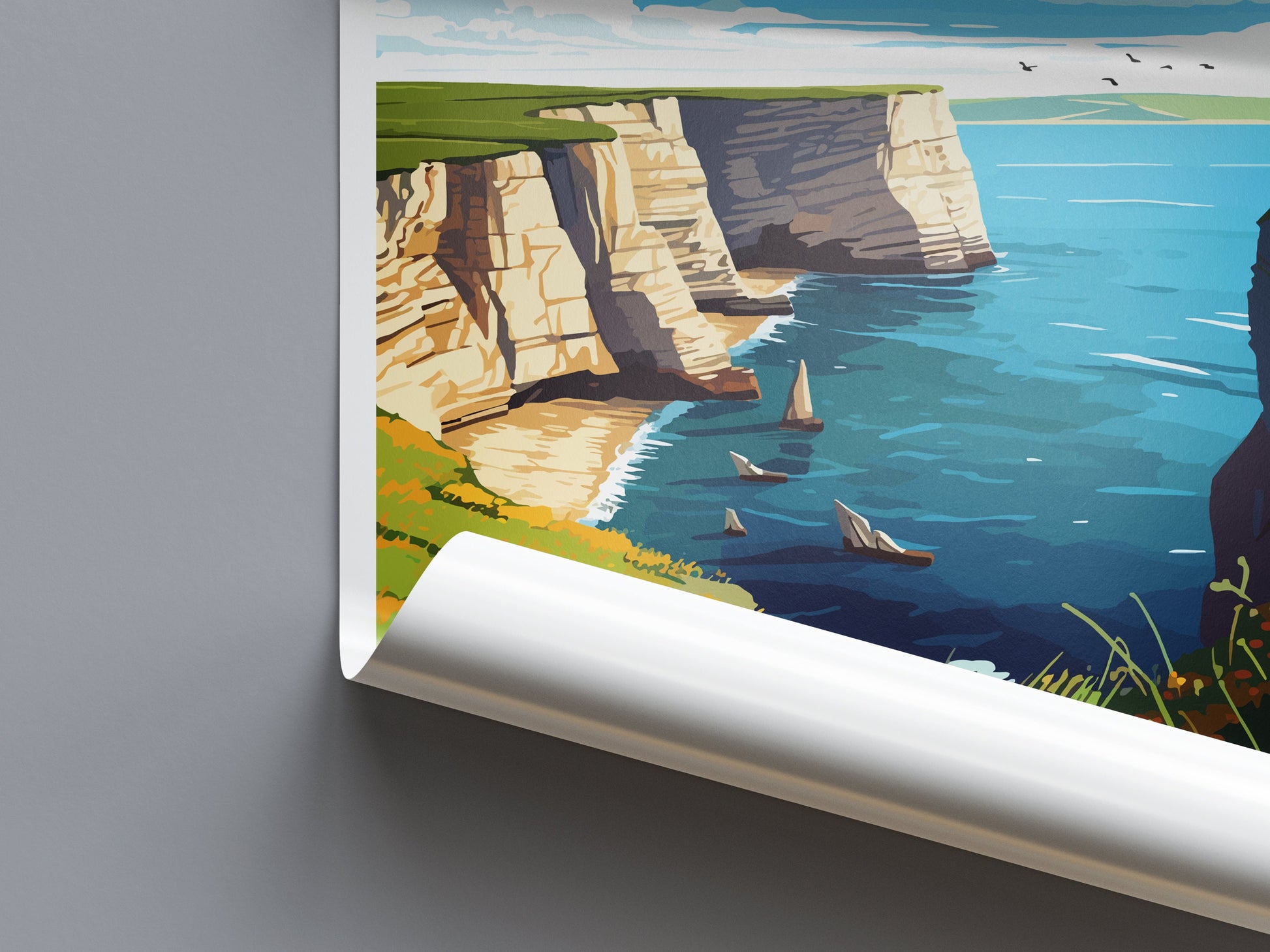Bempton Cliffs Travel Print Wall Art Bempton Cliffs Wall Hanging Home Décor Bempton Cliffs Gift Art Lovers England Art Lover Gift Print