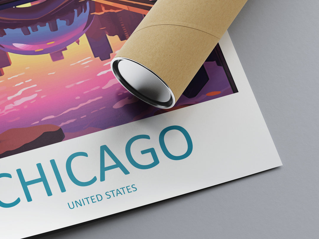 Chicago Travel Print Wall Art Chicago Wall Hanging Home Décor Chicago Gift Art Lovers Illinois Art Lover Gift Millennium Park Chicago Gift