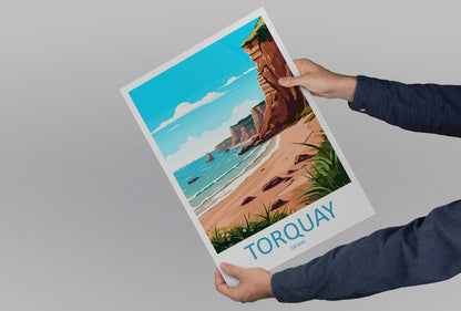 Torquay Cliffs Travel Print Wall Art Torquay Wall Hanging Home Décor Torquay Gift Art Lovers England Art Lover Gift Torquay Art