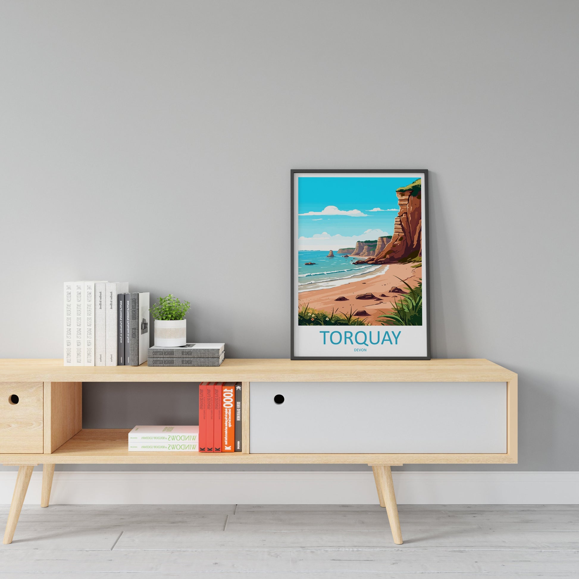 Torquay Cliffs Travel Print Wall Art Torquay Wall Hanging Home Décor Torquay Gift Art Lovers England Art Lover Gift Torquay Art