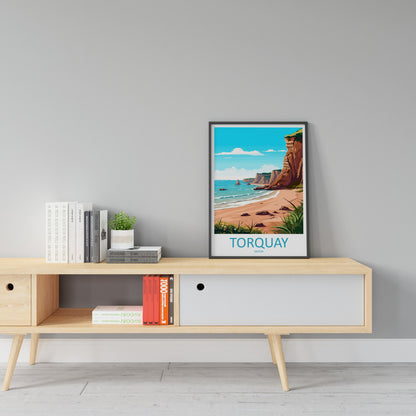 Torquay Cliffs Travel Print Wall Art Torquay Wall Hanging Home Décor Torquay Gift Art Lovers England Art Lover Gift Torquay Art