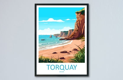Torquay Cliffs Travel Print Wall Art Torquay Wall Hanging Home Décor Torquay Gift Art Lovers England Art Lover Gift Torquay Art