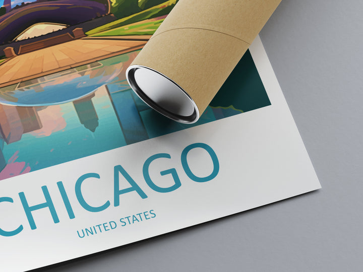 Chicago Travel Print Wall Art Chicago Wall Hanging Home Décor Chicago Gift Art Lovers Illinois Art Lover Gift Millennium Park Chicago Gift