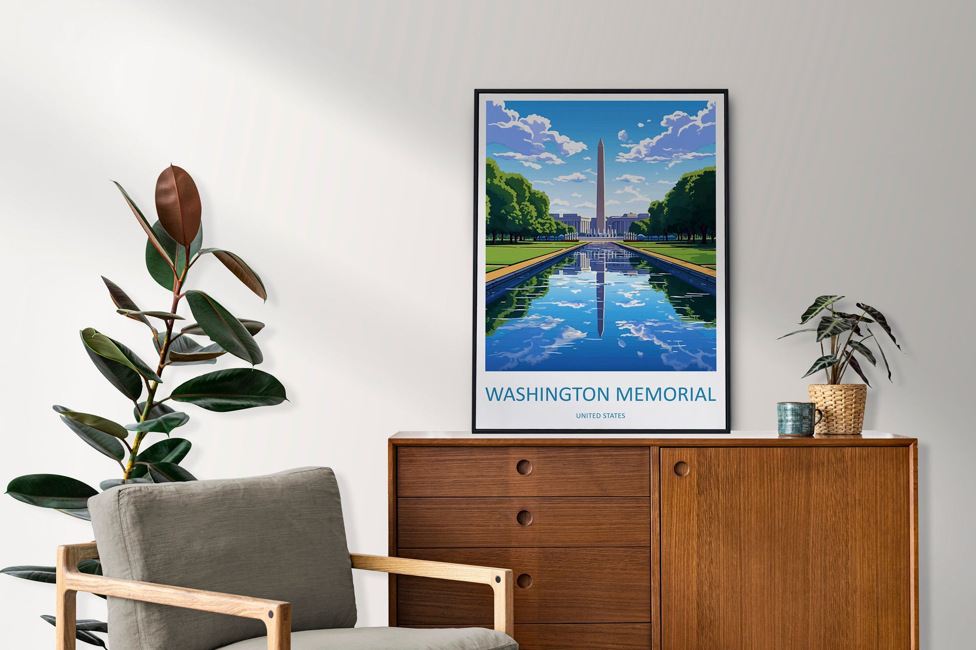 Washington Memorial Travel Print Wall Art DC Memorial Wall Hanging Home Décor Washington DC Gift Art Lovers United States Art Lover Gift