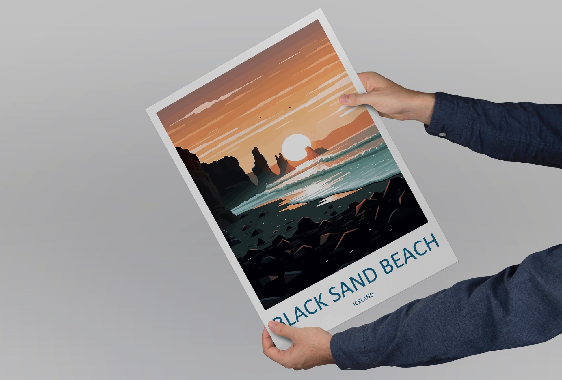 Black Sand Beach Travel Print Wall Art Black Sand Beach Wall Hanging Home Décor Black Sand Beach Gift Art Lovers Iceland Art Lover Gift