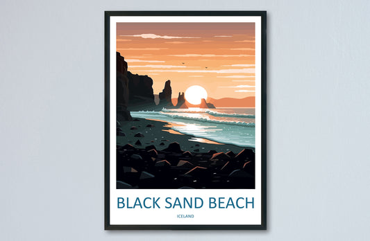 Black Sand Beach Travel Print Wall Art Black Sand Beach Wall Hanging Home Décor Black Sand Beach Gift Art Lovers Iceland Art Lover Gift