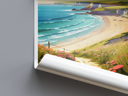 Daymer Bay Travel Print Wall Art Daymer Bay Wall Hanging Home Décor Daymer Bay Gift Art Lovers Cornwall Art Lover Gift Daymer Bay Art Poster