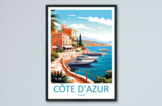 Cote D'azur Travel Print Wall Art Cote D'azur Wall Hanging Home Decor Cote D'azur France Gift Art Lovers Wall Art Print Art Cote D'azur