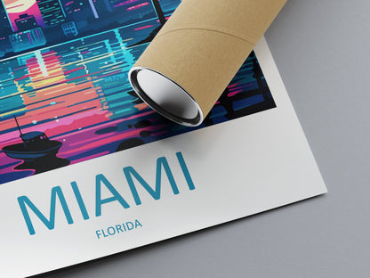 Miami Travel Print Wall Art Miami Wall Hanging Home Décor Miami Gift Art Lovers Florida Art Lover Gift Florida Print