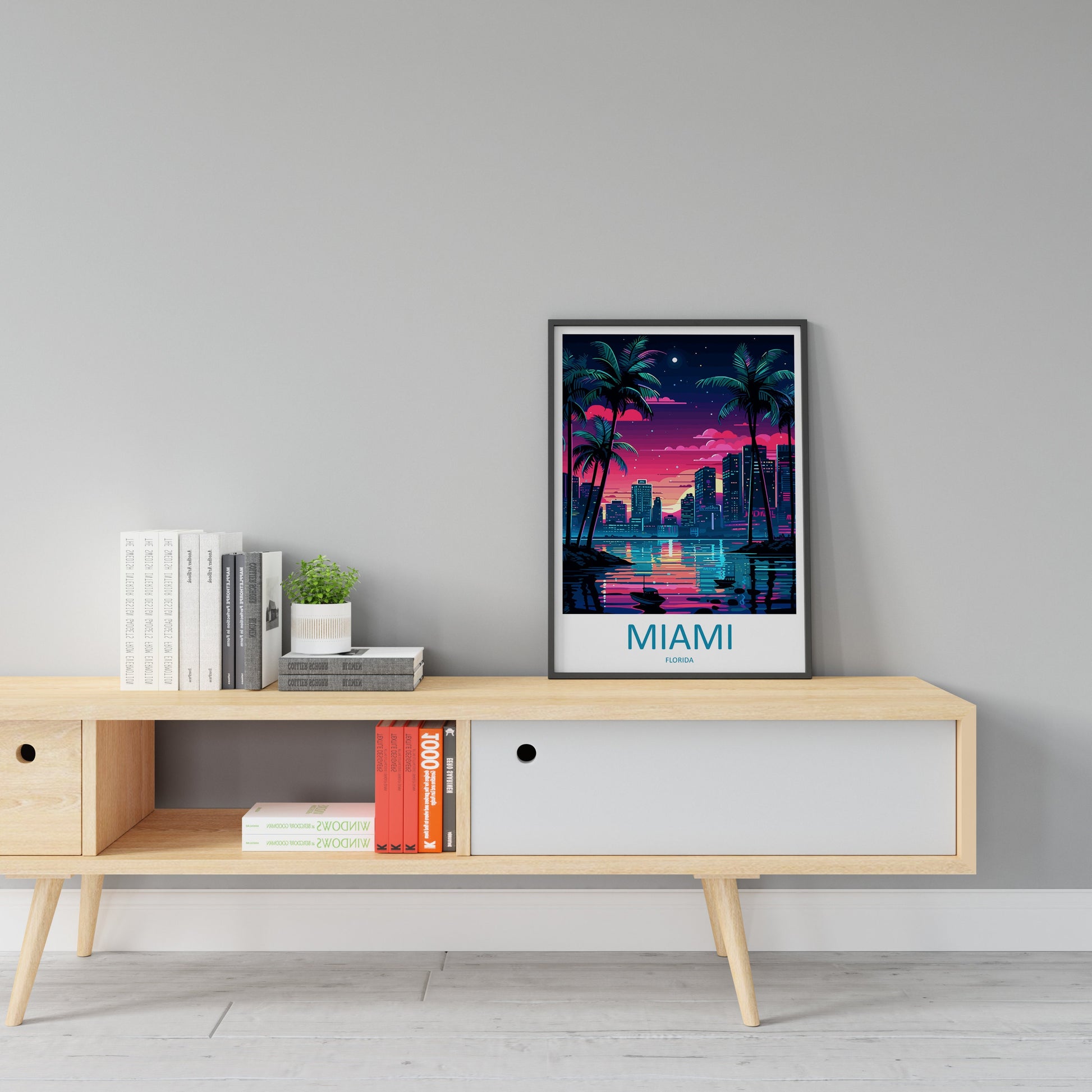 Miami Travel Print Wall Art Miami Wall Hanging Home Décor Miami Gift Art Lovers Florida Art Lover Gift Florida Print