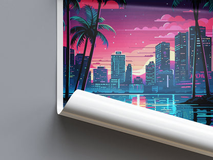 Miami Travel Print Wall Art Miami Wall Hanging Home Décor Miami Gift Art Lovers Florida Art Lover Gift Florida Print