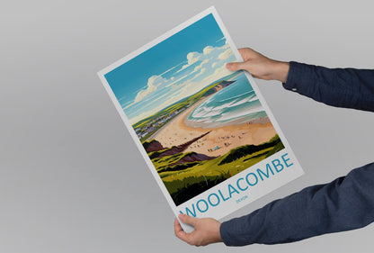 Woolacombe Travel Print Wall Art Woolacombe Wall Hanging Home Decor Woolacombe Gift Art Lovers Wall Art Devon Travel Art