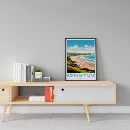 Woolacombe Travel Print Wall Art Woolacombe Wall Hanging Home Decor Woolacombe Gift Art Lovers Wall Art Devon Travel Art