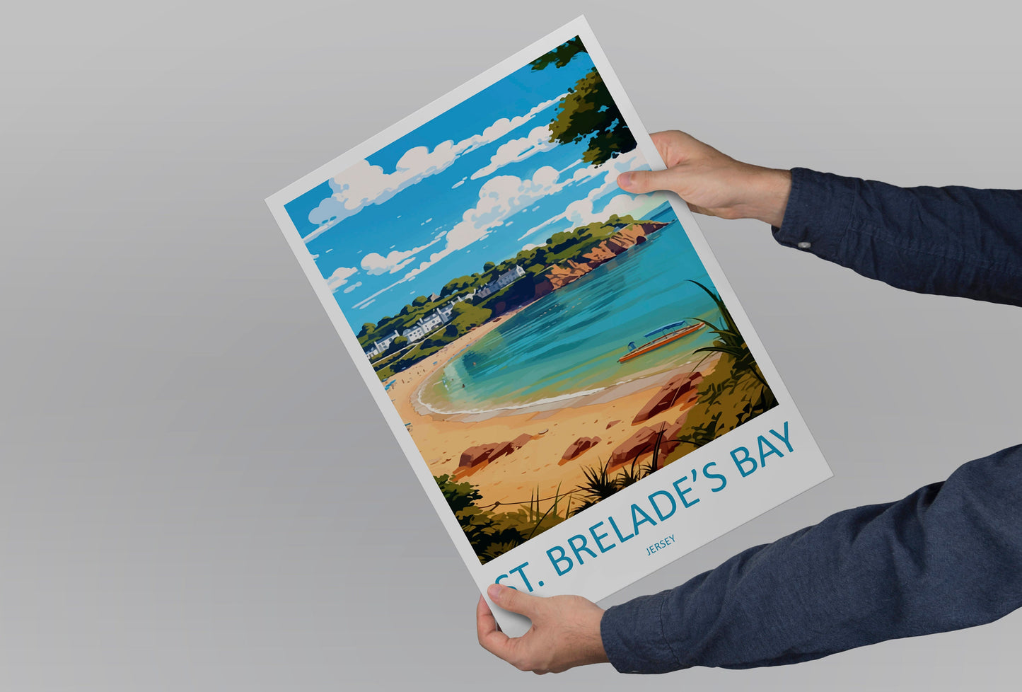 St Brelades Bay Travel Print Wall Art St Brelades Bay Wall Hanging Home Décor St Brelades Bay Gift Art Lovers Jersey Art Lover Gift